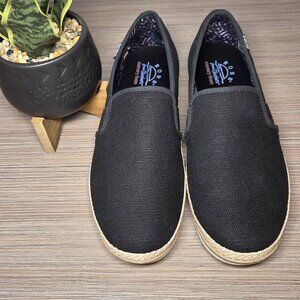 BOBS from Skechers Black Slip‑On Espadrille Flats Memory Foam Women’s 9 EUC